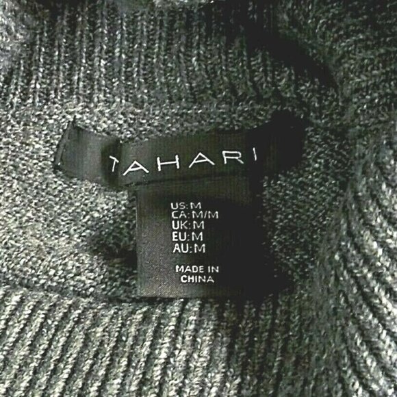 Tahari Womens Gray Turtleneck Tunic Sweater Size M Polyester Spandex Blend NWOT - Picture 3 of 14